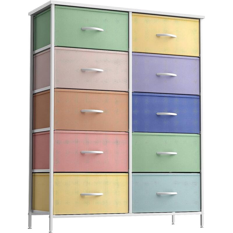 Dressers for Bedroom with 10 Drawers, Chest of Drawers for Bedroom - Pastel 2 - 10-drawer