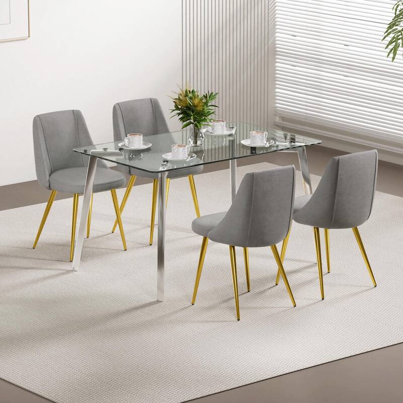 Modern Light Luxury Dining Chairs with Metal Legs-Set of 4
