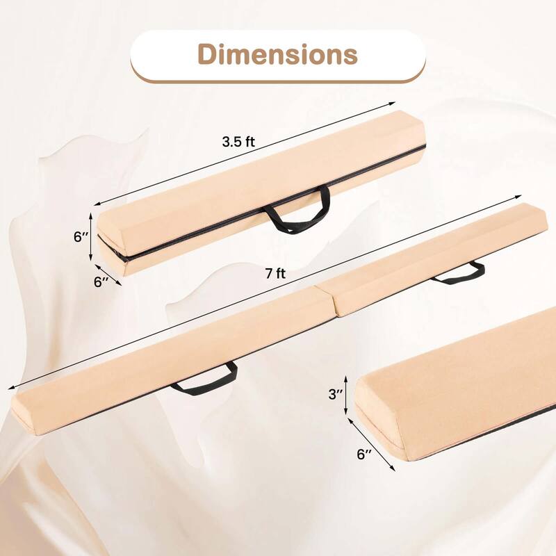 7 FT Folding Balance Beam Foam Floor Gymnastic Beam w/ Carry Handles