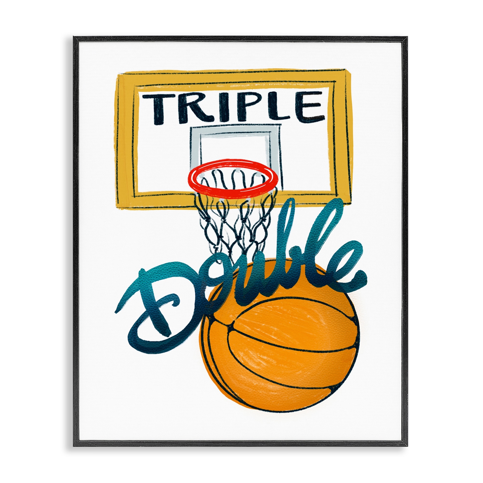 Stupell Triple Double Basketball Framed Giclee Art Design By Connie Summers