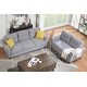 preview thumbnail 10 of 16, Modern Design Loveseat and 3-Seat Sofa, Living Room Sofa Set Linen Upholstered Couch Furniture for Home, Easy Assembly Light Grey-Blue