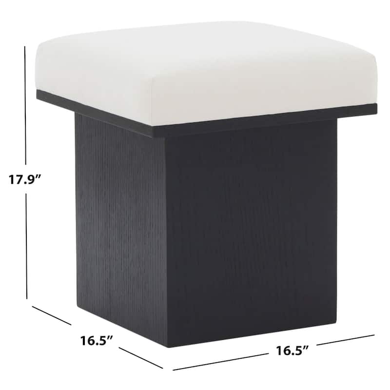 SAFAVIEH Couture Bourke Velvet And Wood Square Ottoman
