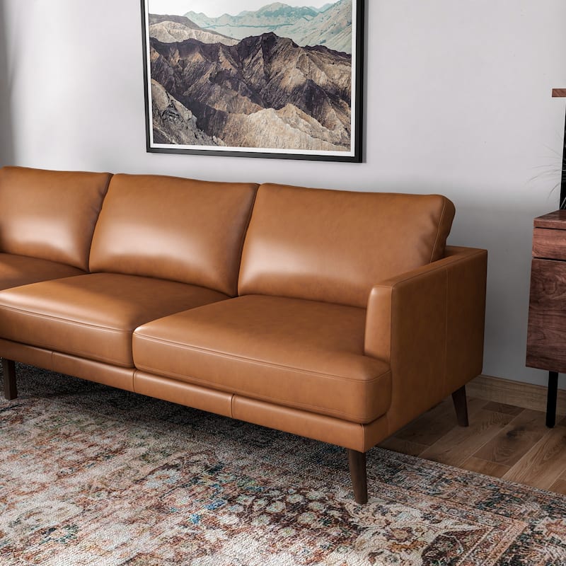 Lucio Modern Living Room Top Leather Corner Sectional Couch in Tan