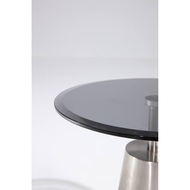 Pasargad Home Luxe Glass & Steel Side Table, Black/Chrome - W20"xD20"xH20"