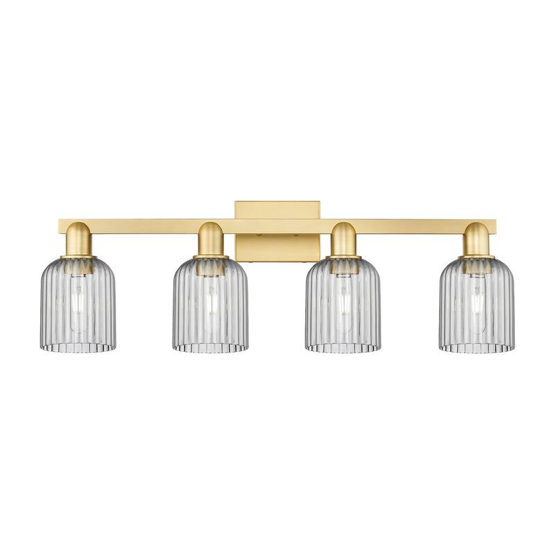 Innovations Lighting 716-4W-11-32 Bridal Veil Vanity Bridal Veil 4 - Satin Gold / Light Smoke