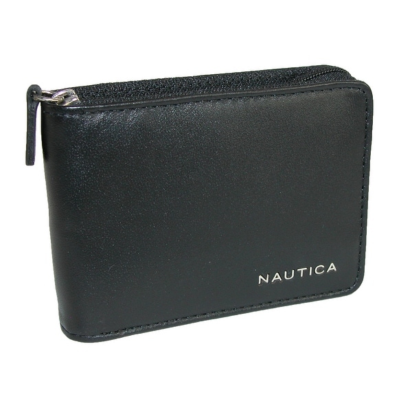 Nautica Men's Leather Weatherly Slim Zip-Around Bifold Wallet - One size