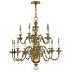 preview thumbnail 1 of 2, Hinkley Lighting Cambridge 15 Light 2 Tier Candle Style Chandelier Burnished Brass