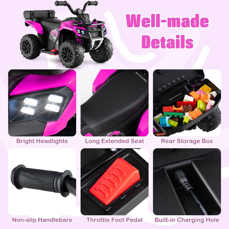 Costway 6V Toddler Ride On Electric Car ATV with Lights & Music & USB - See Details