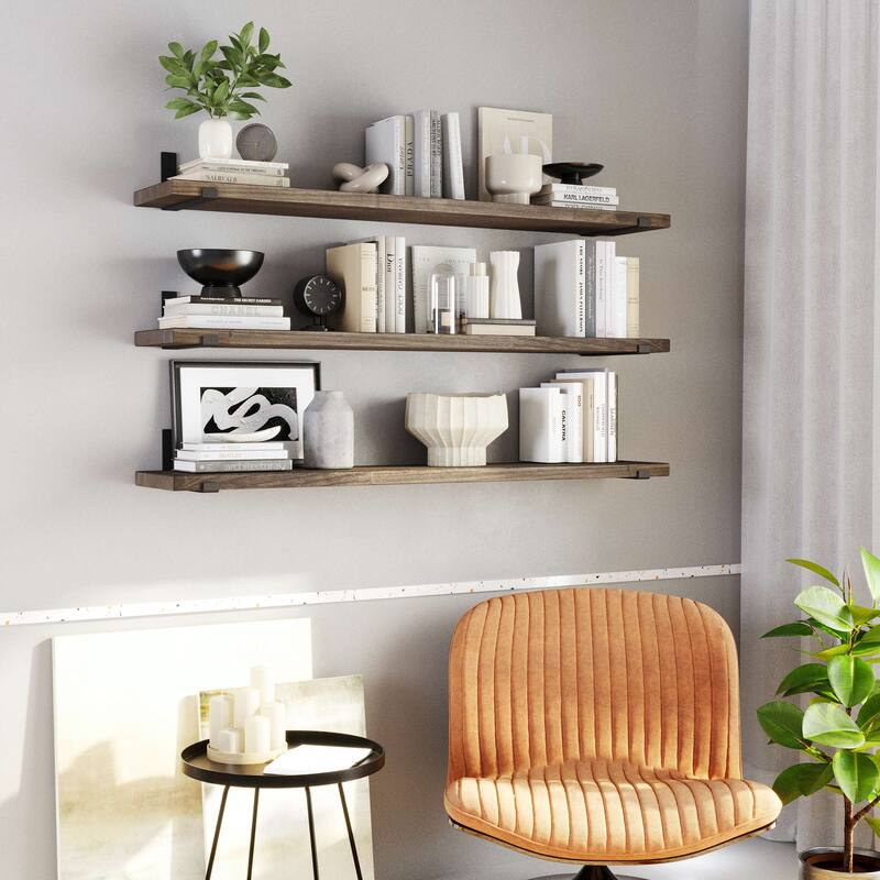 Wallniture Forte Wood Board 60" Long, 11.25'' Deep, 1.5" Thick, Wood Floating Shelf for Wall with Heavy Duty Metal Brackets, 1pc