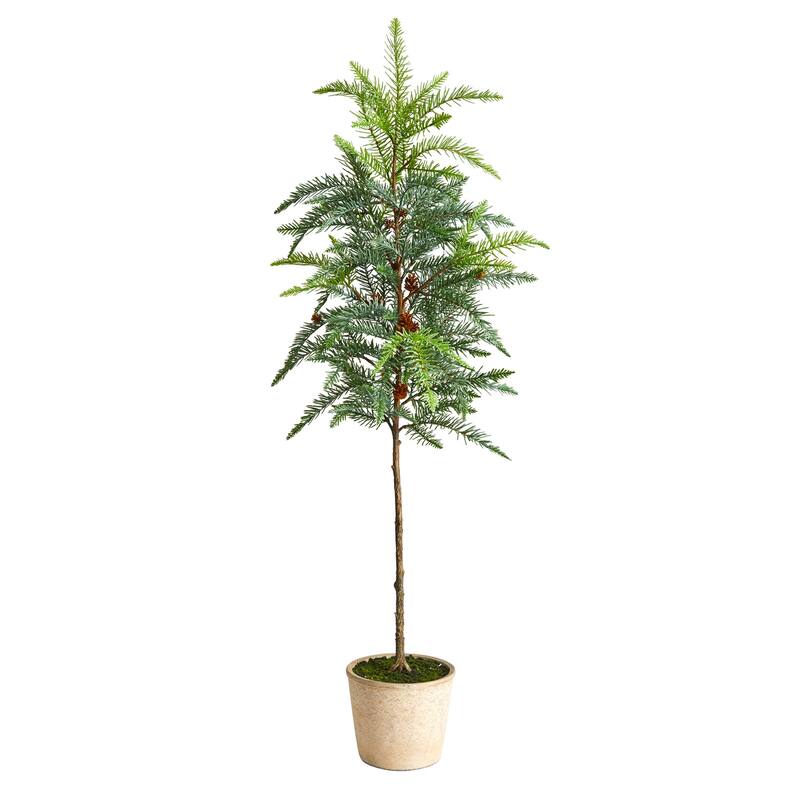 Artificial Pine Christmas Tree with Planter - 3.5ft Holiday Decor - Minimalist Design - Green - 61 Inches and Over