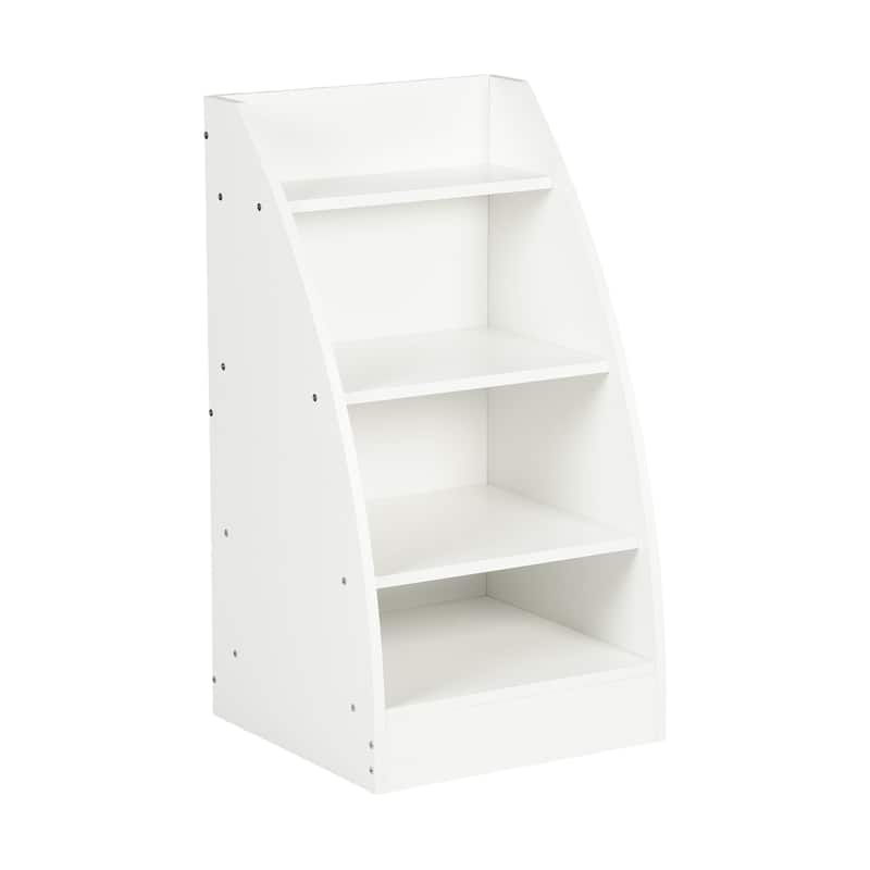 Homy Casa Kids' White Bookshelf, 4-Tier Board Storage Organizer