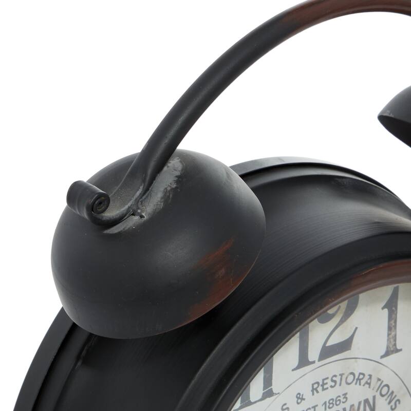 Black Metal Decorative Clock with Bell Style Top