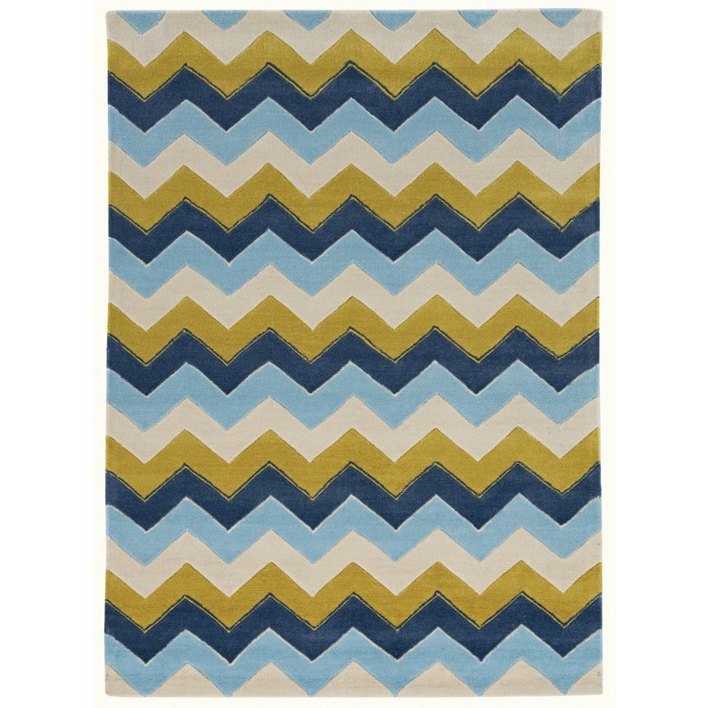Linon Trio Collection Chevron Blue Area Rug - 5' X 7' - Blue