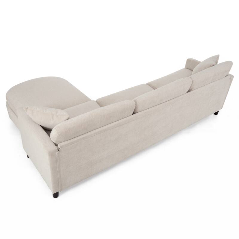 Sectional Sofa Couch With 1 Ottoman,Seat Cushion and Back Cushion Removable