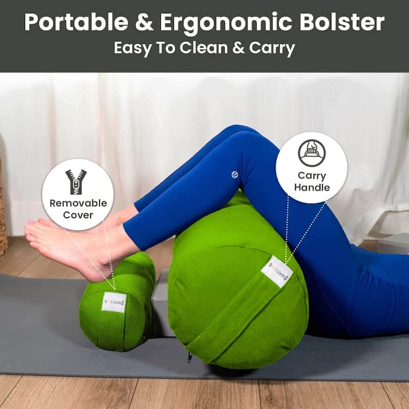 Sol Living Cylindrical Yoga Bolster Mini Meditation Cushion - Cotton - 14" x 6" x 6"