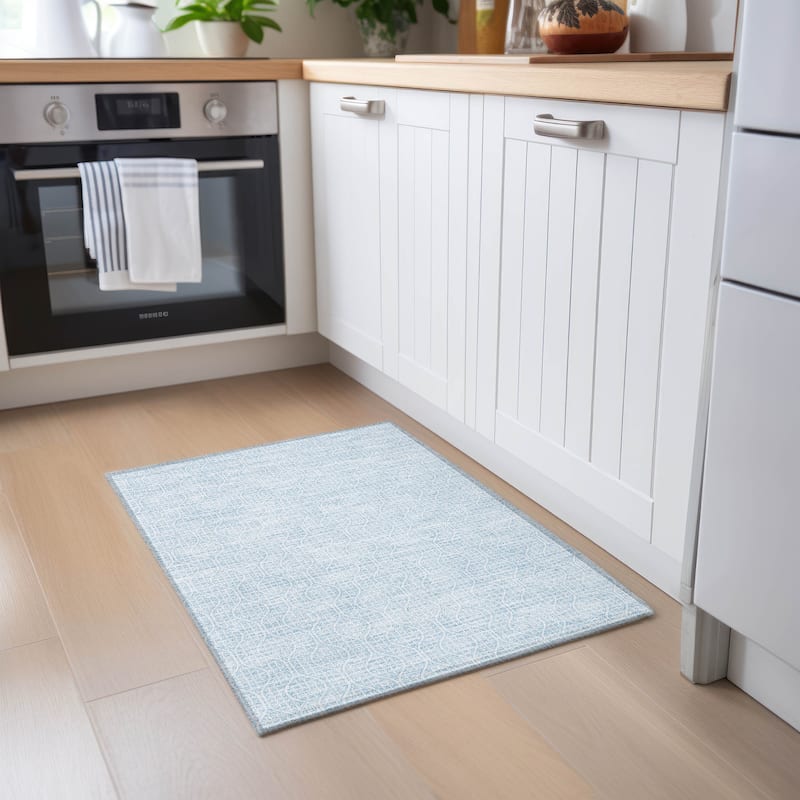 Machine Washable Indoor/ Outdoor Chantille Criss Cross Geo Rug