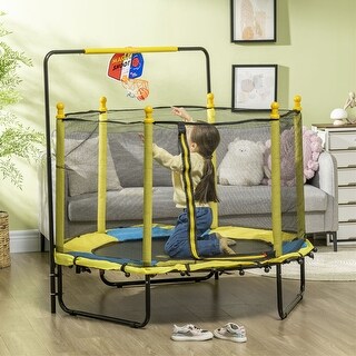 4.6' Kids Trampoline with Basketball Hoop