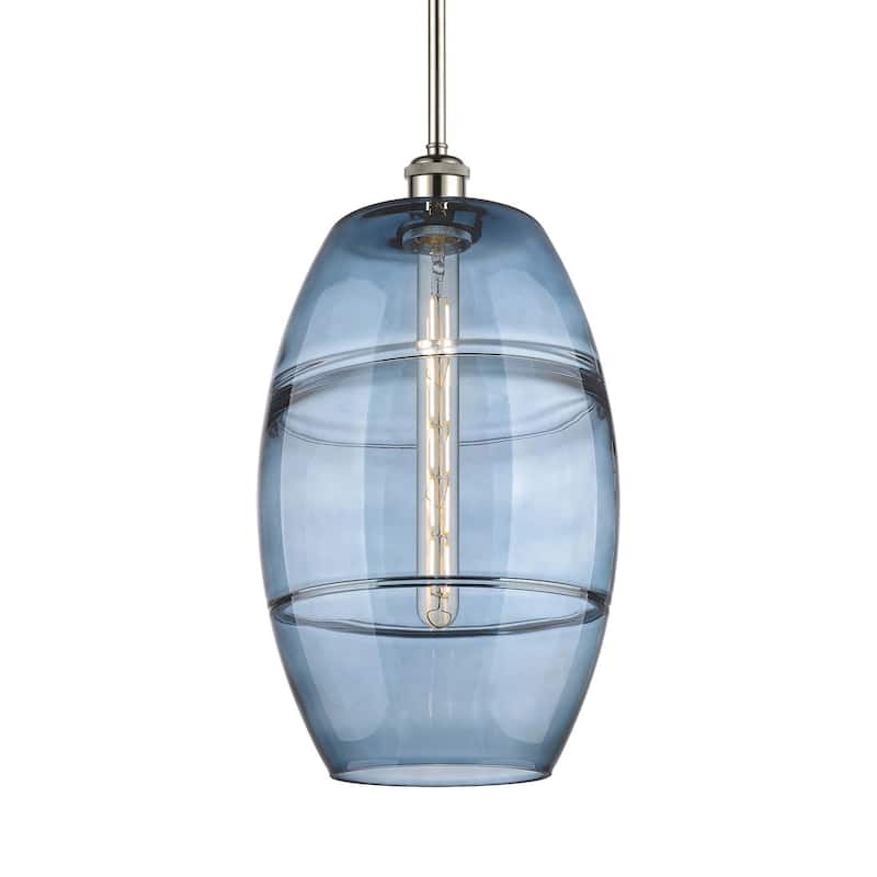 Innovations Lighting 516-1S-19-10 Vaz Pendant Vaz 10" Wide Mini - Polished Nickel / Princess Blue