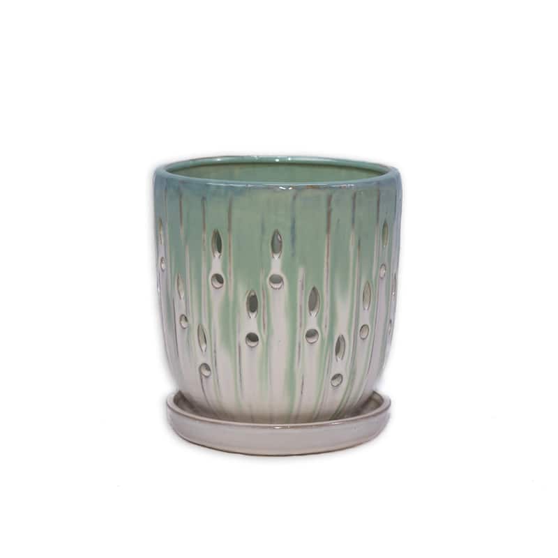 Ceramic Planters with Drainage Hole - Frost Proof Indoor Outdoor Flower Pots, 2pc
