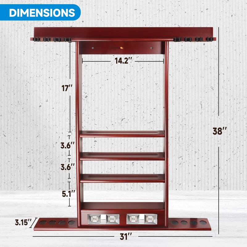 GSE™ 8-Pool Cue Wall Mounting Billiard Cue Rack, Hanging Wall Mounted Pool Cue Stick Holder with Score Counter