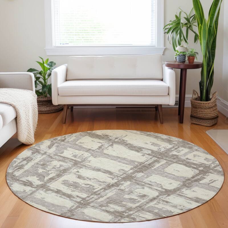 Premium Washable Super Soft Transitional Mayfield Rug - Beige - 8' x 8' - Round