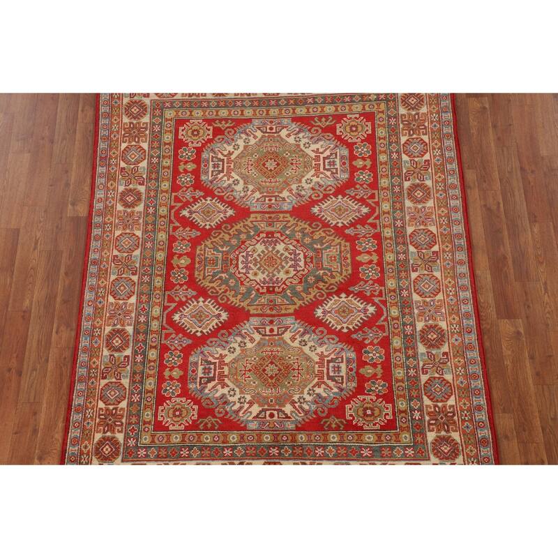 Oriental Red Kazak Area Rug Handmade Traditional Wool Carpet - 4'9" x 6'7"