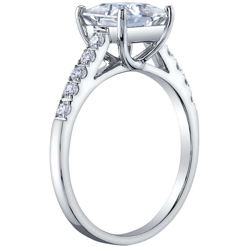2 ct Moissanite Princess Cut Engagement Ring Wedding Band Bridal Set in Sterling Silver