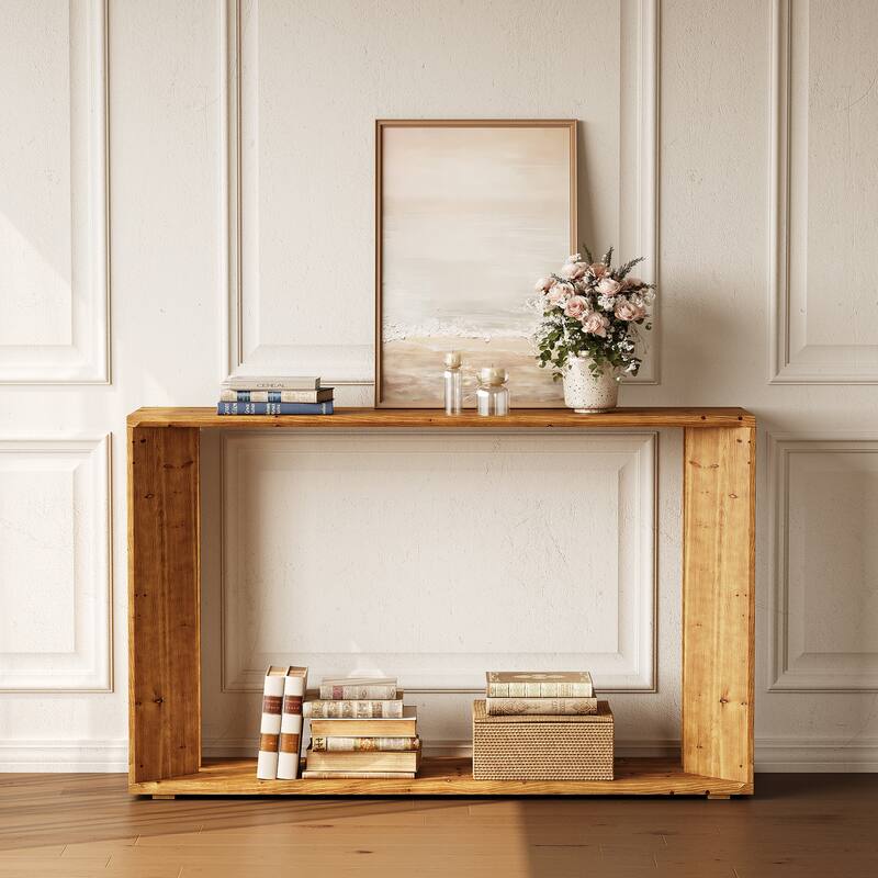2 Tier Solid Wood Console Table for Living Room