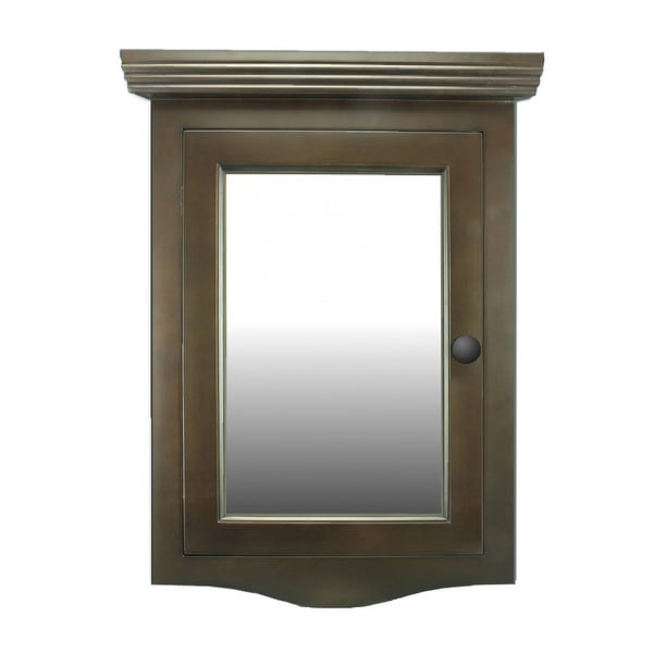Easy Clean Mirror Medicine Cabinet Organizer Corner Shelves Dark Brown Oak Hardwood Wall Mount Recessed | Renovators Supply