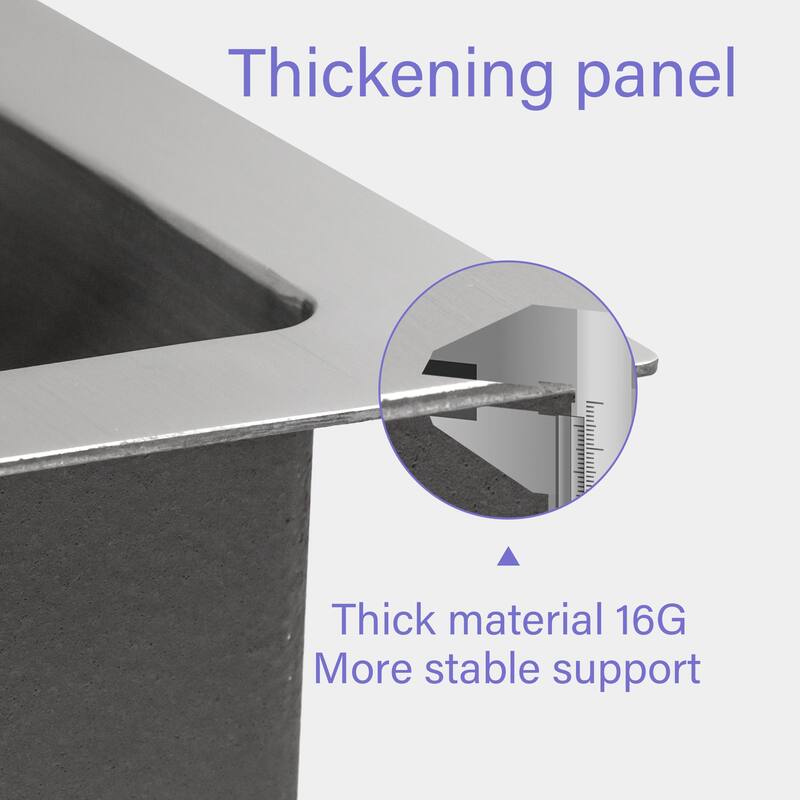 24'' Undermount 16 Gauge Single Bowl Stainless Steel Kitchen Sink in Brushed Nickel - 24'' x 18'' x 13''