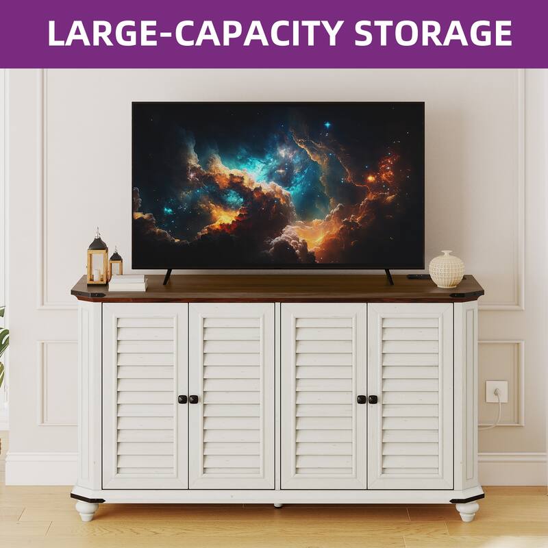 Moasis Farmhouse TV Stand for TVs up to 60" 4 Doors Storage Console Cabinet