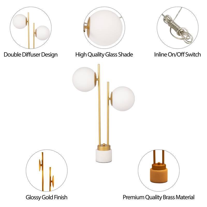 Sagebrook Home Modern Glam 23" Gold Glass/Brass Table Lamp - 15" x 4" x 23"