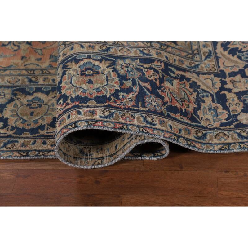 Traditional Orange Kashan Persian Vintage Rug Hand-Knotted Wool Carpet - 8'3"x 13'0"