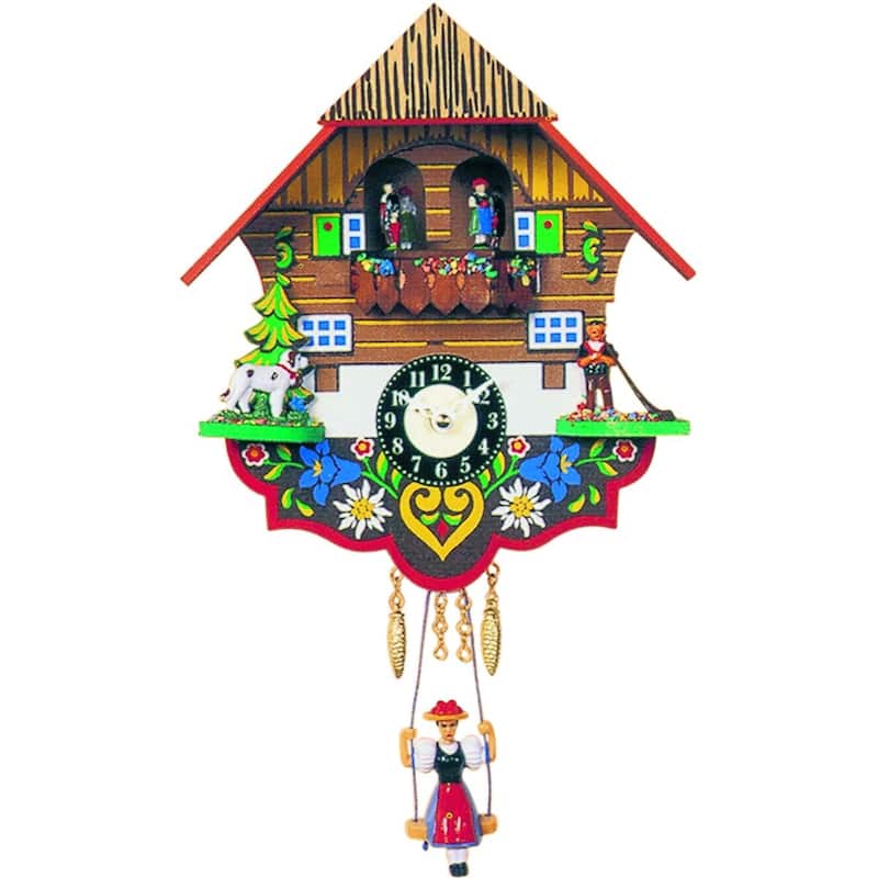 7.5" Engstler B/O Swinging Women Cuckoo Clock With Animation
