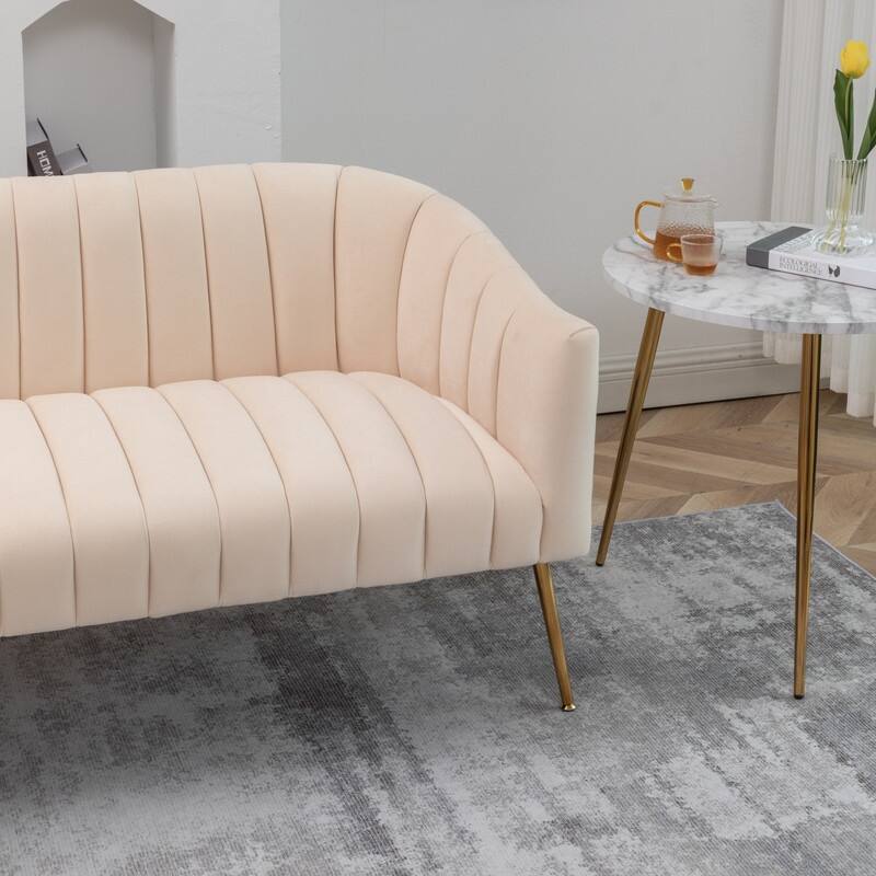 SEYNAR Modern Velvet Upholstered 3 Piece Living Room Set with Golden Legs