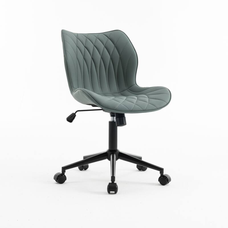 Faux Leather Office Chair with Wheels, Upholstered Task Chair