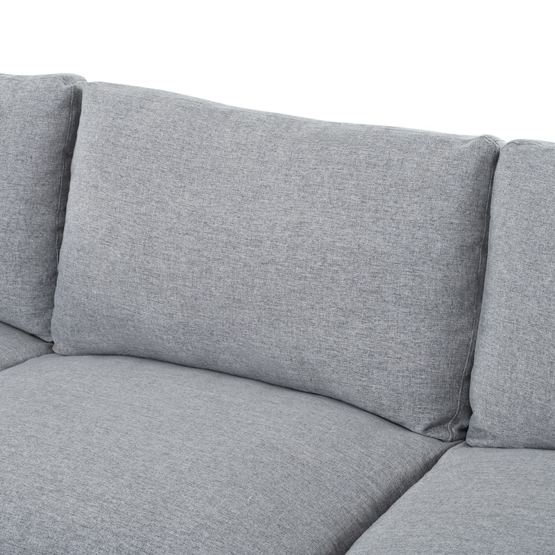 Chenille U-Shaped Sectional Sofa with 2 Movable Ottomans & Solid Wood Frame