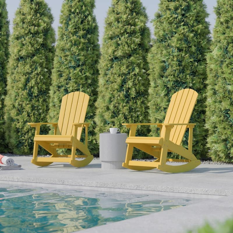 Adirondack Poly Resin Rocking Chairs for Indoor/Outdoor Use - 2 Pack
