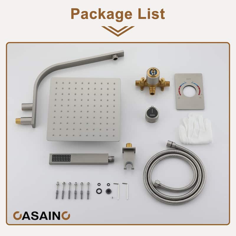 CASAINC Integrated 10 Inch Wall Mouted Shower Head 2 Function with Pressure Balancing Valve CUPC Certified