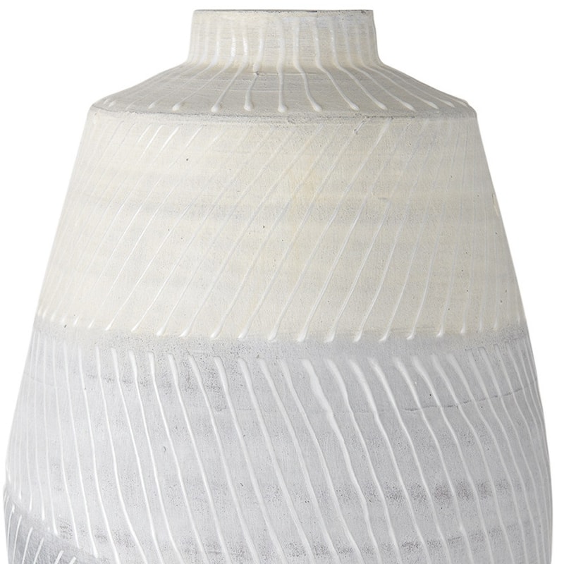 17" Cream And Gray Geometric Ceramic Table Vase - 8.27