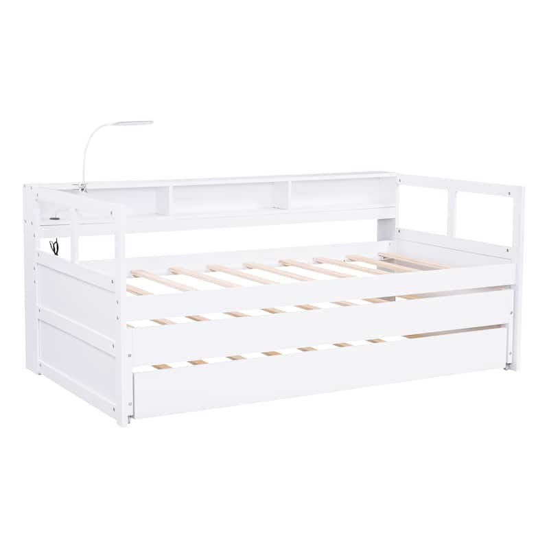 Twin Wood Daybed with Handy Trundle Bed