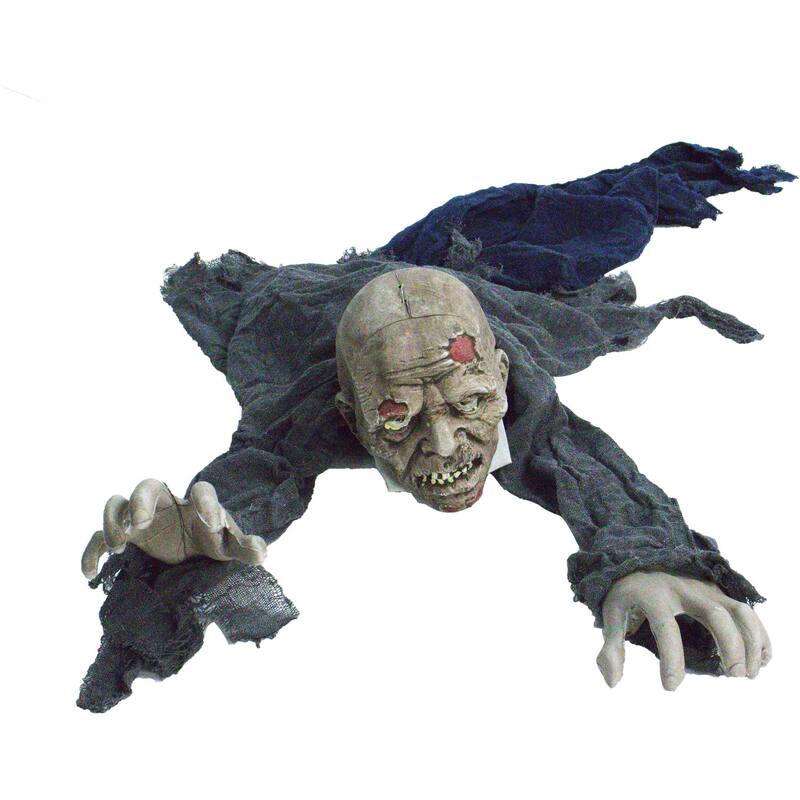 Haunted Hill Farm 62 In. Animatronic Zombie, Indoor/Outdoor Halloween Decoration, Flashing Red Eyes, Poseable, Battery