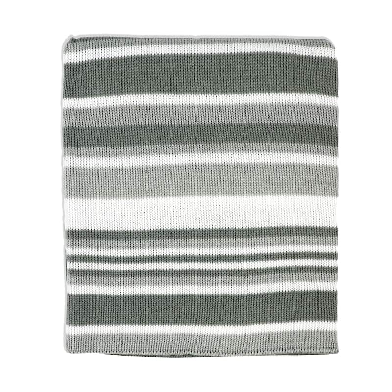 Striped Knit Baby Blanket - N/A - Grey