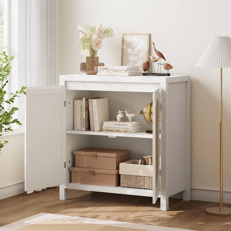 Sideboard Cabinet, 30.1INCH Buffets & Sideboard with Rattan Door