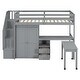 preview thumbnail 109 of 112, Space-Saving Wood Loft Bed with Storage Stairs & Wardrobe, Multifunctional Furniture Bed Frame with Desk & Drawers