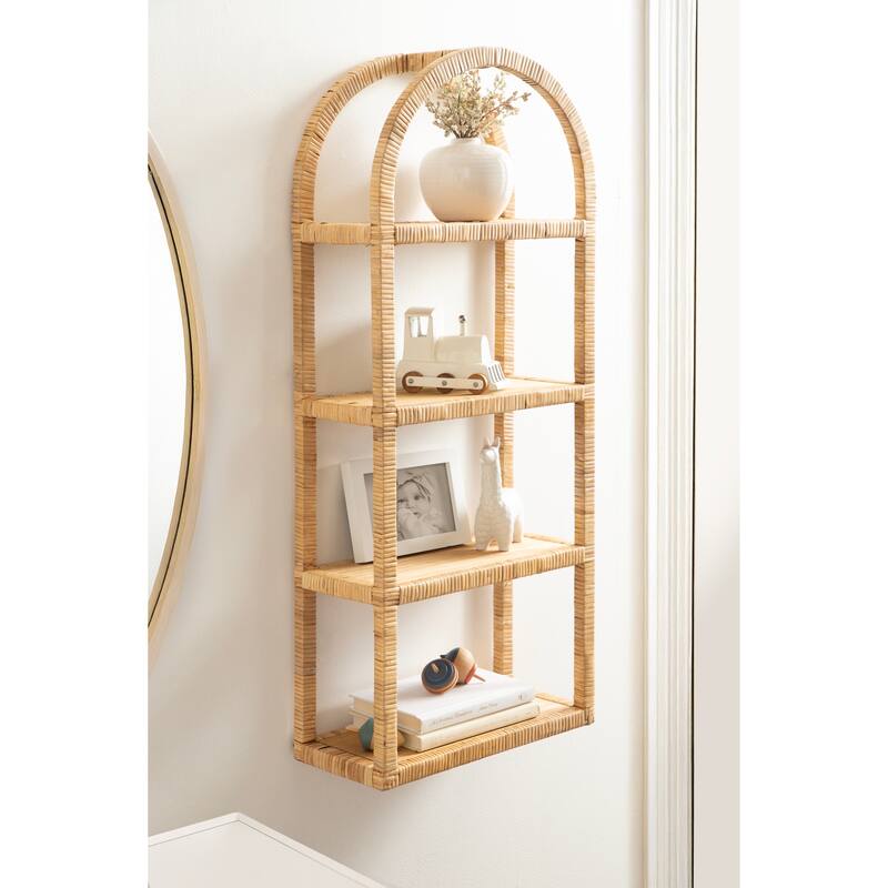 Kate and Laurel Rahmati Rattan Wall Shelf