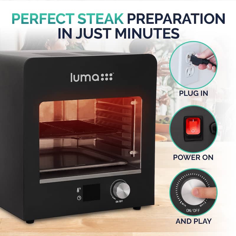 Luma Electric Infrared Steak Grill, Portable Indoor Countertop Oven with Griddle