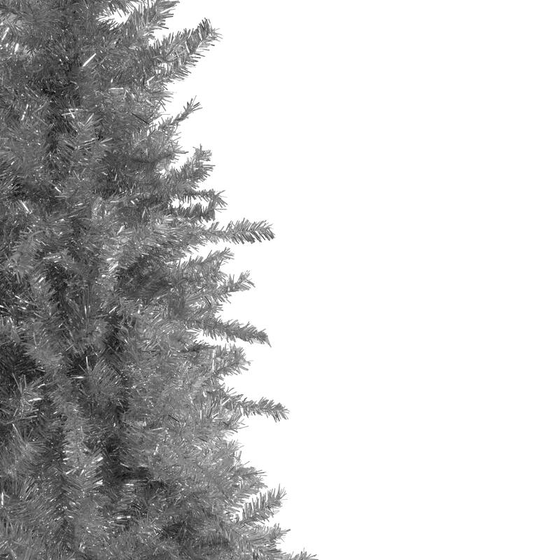 9' silver tinsel slim artificial christmas tree unlit - 9 Foot