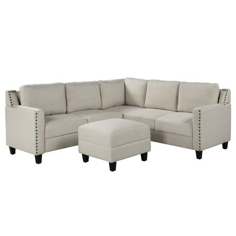 3 Piece Living Room Rivet Modern Upholstered Set with Cushions