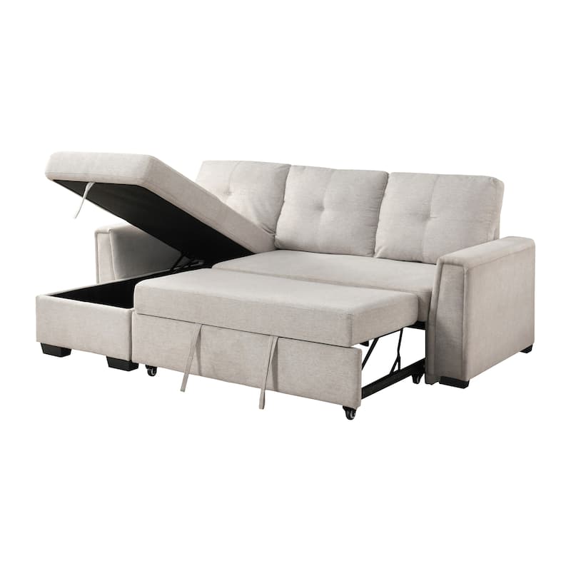 Darla 93" Textured 2-Piece Sectional Sofa with Chaise and Pull-out Bed
